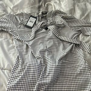 Adrianna Papell Black and White Checkered Blouse